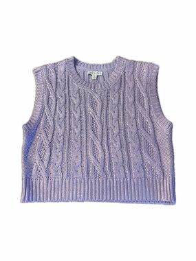 Metallic Lilac Cable Knit Sleeveless Sweater Top